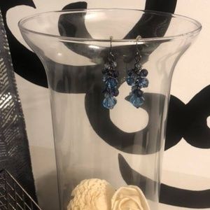 Blue Beaded Dangle Earrings